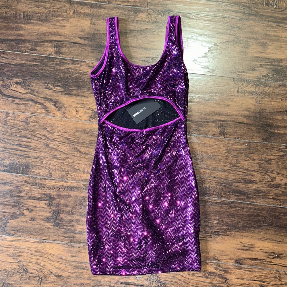 Fashion Nova Purple Sequin Mini Dress
